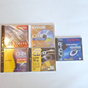 Lot of 5 BLANK CDs Sealed imation SONY Memorex Verbatim Maxell